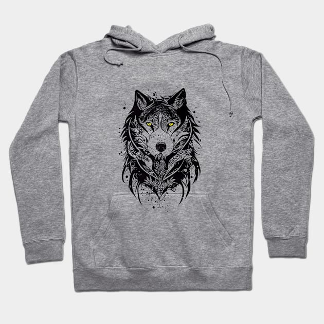 Wolf Wild Animal Nature Illustration Art Tattoo Hoodie by Cubebox